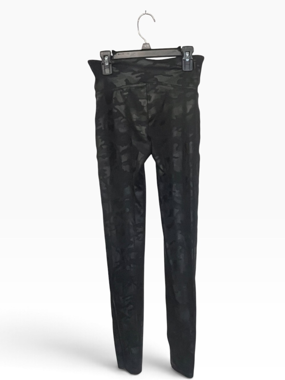 Spanx | Faux Leather Camo Leggings  Black Matte Skinny Pull On S